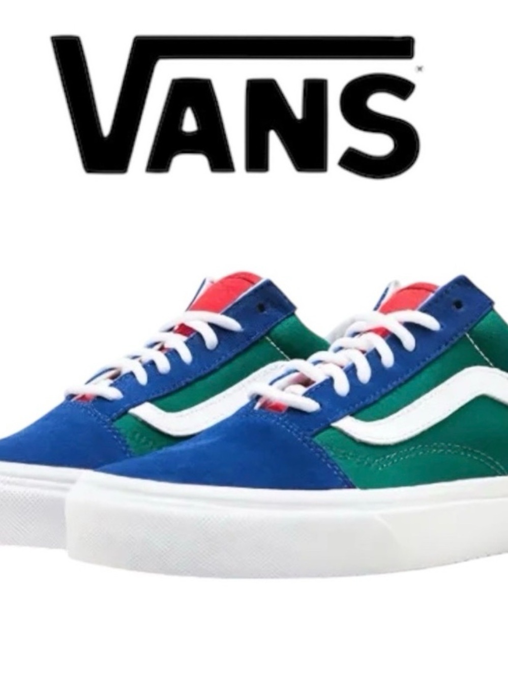 Vans Low Top Sneakers - Blue, Green & Red